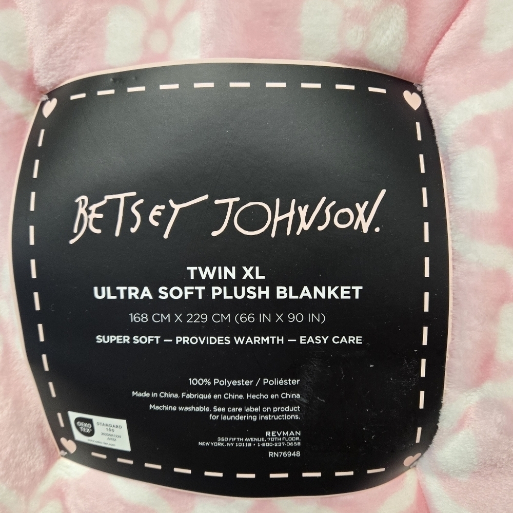 Betsy Johnson Ribbon Bows Twin XL Ultra Soft Plush Throw Blanket Pink - Picture 4 of 5